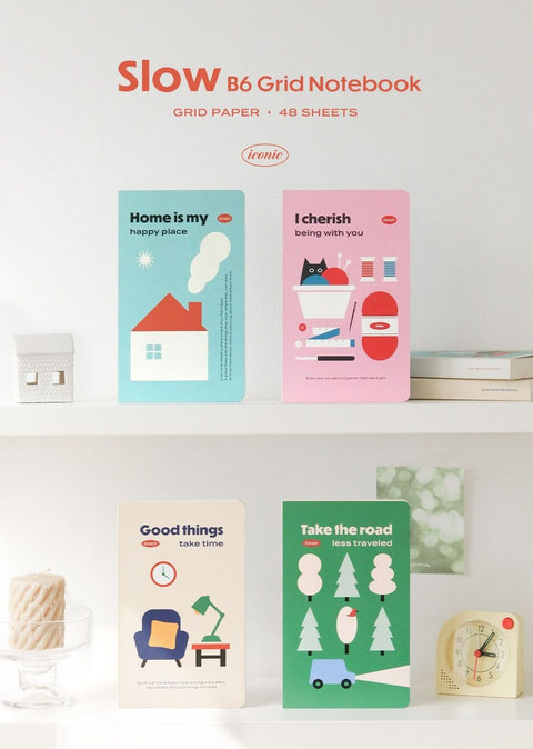Slow B6 Grid Notebook [4types] | Squared Notebook