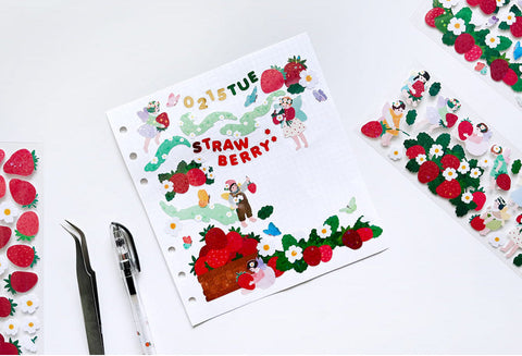 Strawberry Seal Sticker [3types] | Deco Sticker