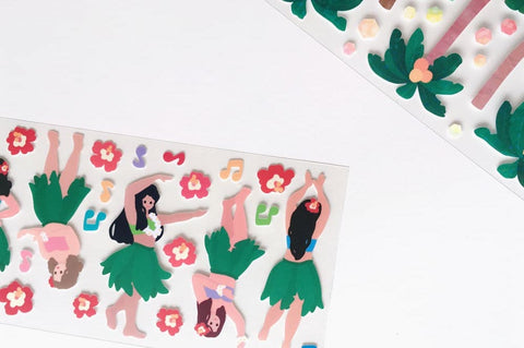 Hawaii Hula Dance Seal Sticker [2types] | Palm Tree Deco Sticker