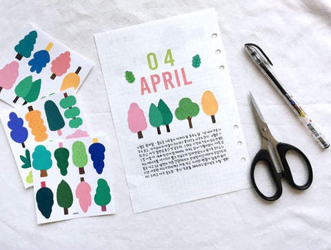 Tree Sticker Set | un cut lines stickers | 15sheets
