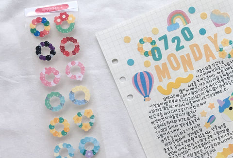 Beads Ring Seal Sticker [2types] | Planner Deco Sticker