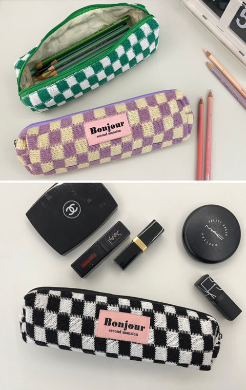 Checkerboard Pencil Case [4colors] | Pen Pouch