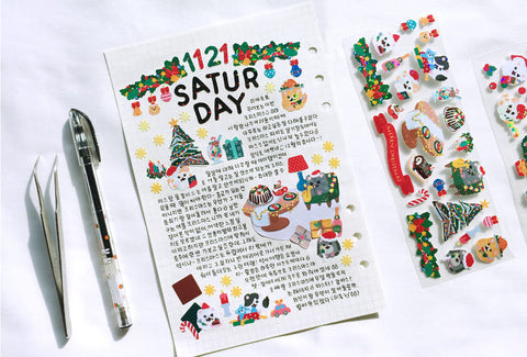 Kitty Christmas Seal Sticker [3types] | Cat Deco Sticker