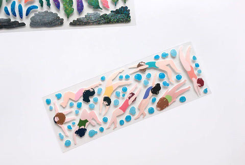 Swimming Seal Sticker [2types] | Seaweed Deco Sticker