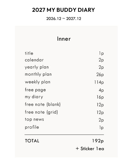 2027 My Buddy Weekly Planner [3colors] | 2027 Weekly Diary
