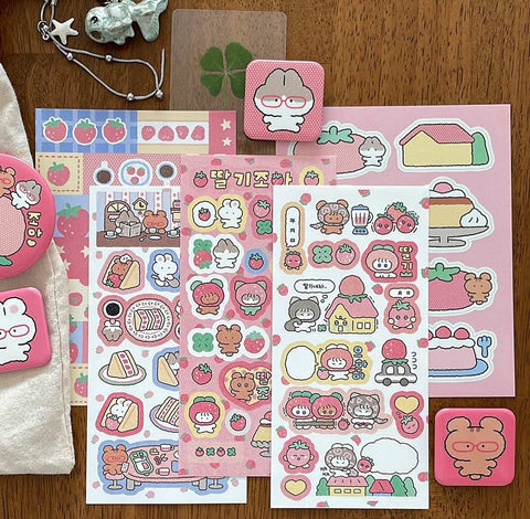 YOON GOO Strawberry Stickers [4types] | Planner Deco Sticker