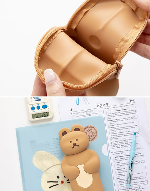 DONATDONAT Bear Silicone Pencil Pouch [2colors] | Bear Pen Case