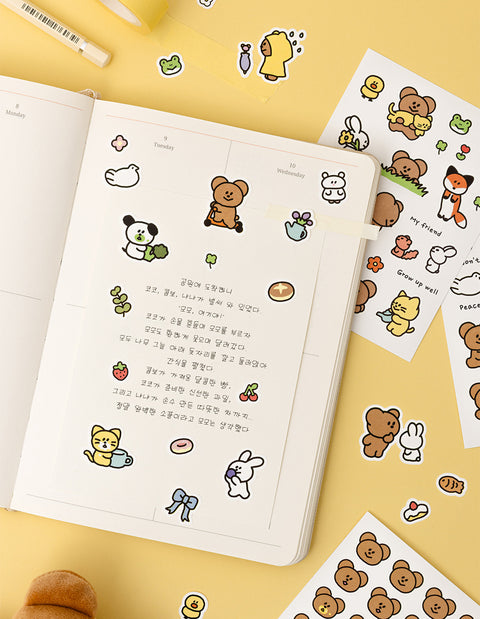 momossi Sticker Pack | 6sheets | Bear Sticker