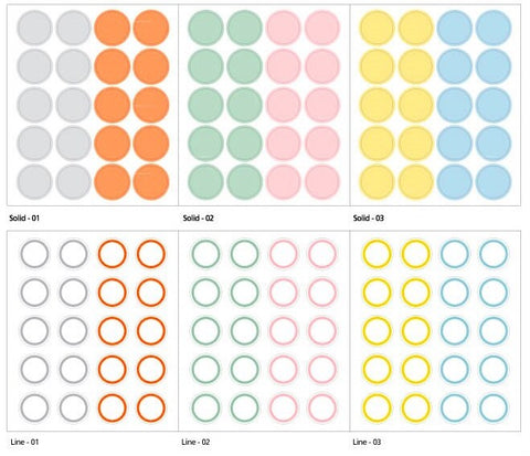 Transparent Circle & Star Sticker Pack ver.3 [12types] | 4sheets