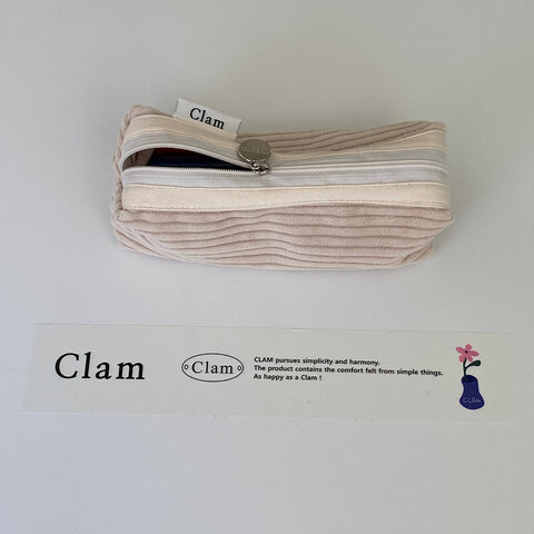 Clam Round Pencil Case [Corduroy Coconut] | Pen Pouch