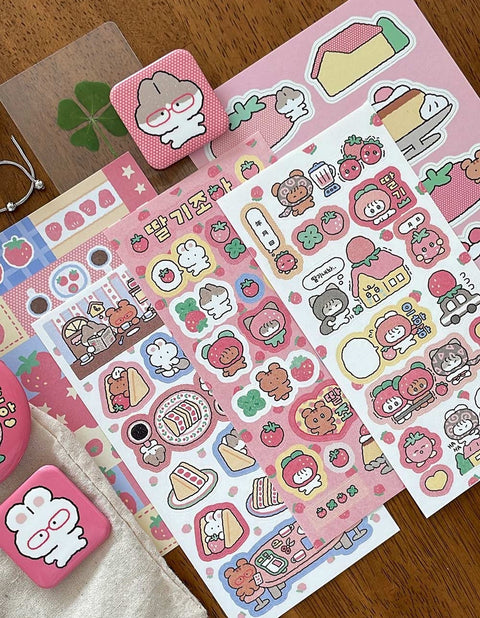 YOON GOO Strawberry Sticker Pack | Planner Deco Sticker