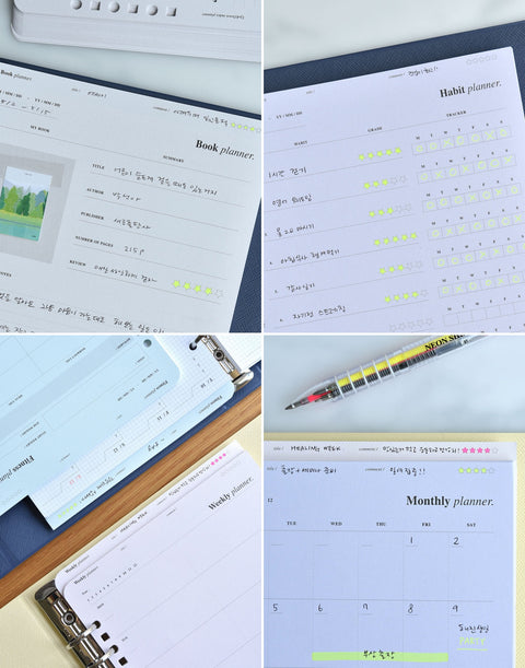 A5 Up-Down Index Planner Inserts [24types] | 6 Holes Inserts