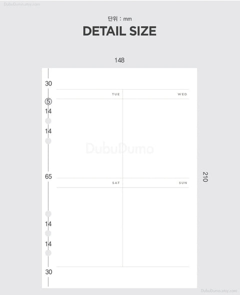 A5 Weekly Planner Inserts | A5 6 Rings Refills