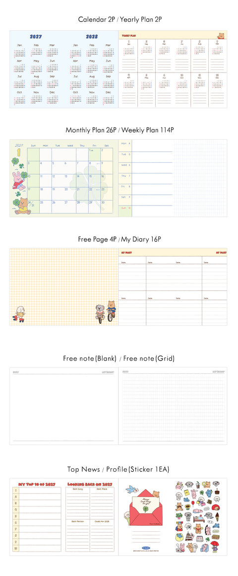 2027 My Buddy Weekly Planner [3colors] | 2027 Weekly Diary