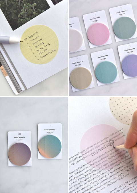 Moist Round Sticky Notes [16types] | Tracing Adhesive Paper