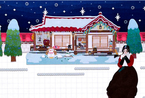 Winter Hanbok Seal Sticker | Deco Sticker