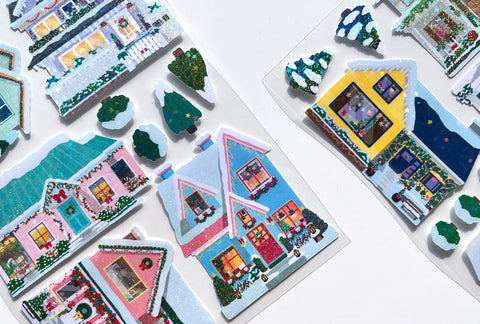 Winter Village Big House Seal Sticker [4types] | Deco Sticker