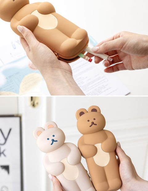 DONATDONAT Bear Silicone Pencil Pouch [2colors] | Bear Pen Case