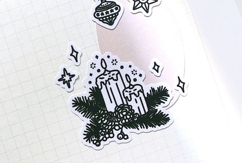 Deco Seal Sticker [Glitter Black Line]