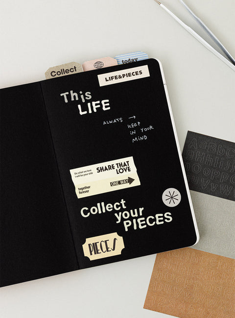 LIFE & PIECES Vintage Typo Sticker Pack | 6sheets