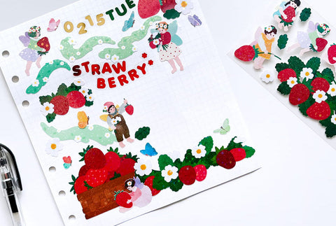 Strawberry Seal Sticker [3types] | Deco Sticker
