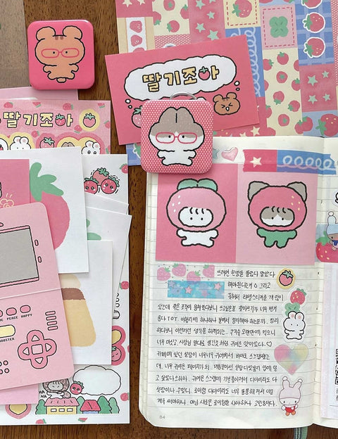 YOON GOO Strawberry Stickers [4types] | Planner Deco Sticker