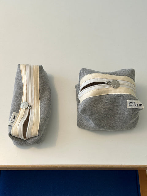 Clam Round Pencil Case [Snug Gray] | Pen Pouch