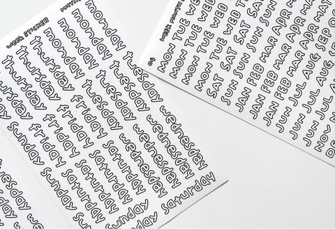 Uncut Sticker [Chubby Handwriting Boarderline Day and Month] | Deco Sticker