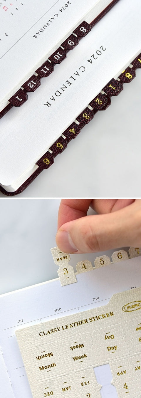 Classy Index Tab Sticker [10colors] | Leather Texture