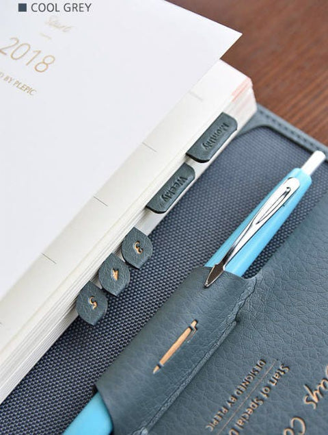 Leaf Leather Index Tab Sticker ver.4 [6colors] | Leather Texture