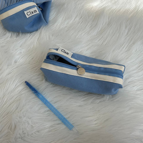 Clam Round Pencil Case [Lagy Blue] | Pen Pouch