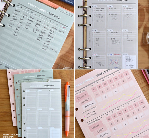 A6 Planner Inserts [5types] | Grid, Line Inserts, Diary Inserts, Refill