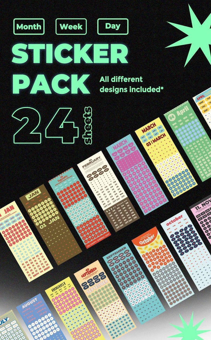 Check Weekly Sticker Month Week Day Sticker Pack v.1 | 24sheets – dubudumo