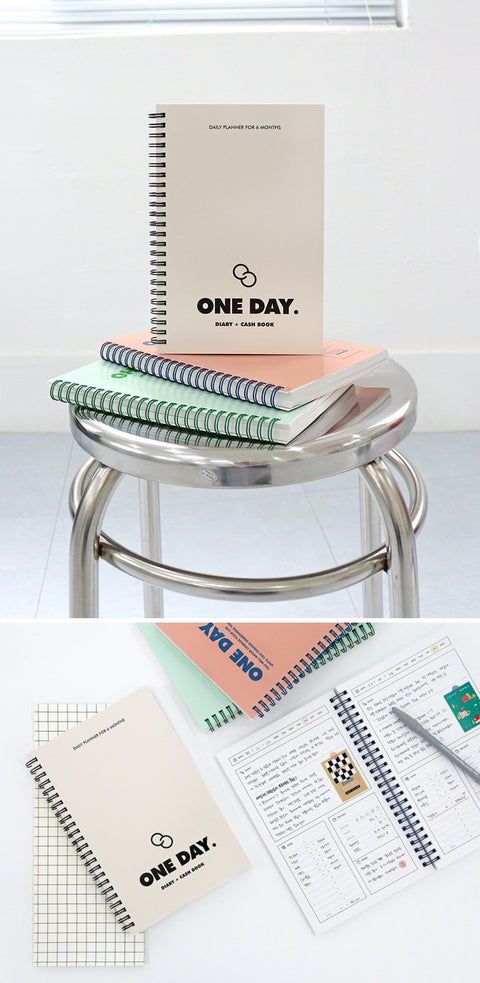 One Day. Diary + Cash Book [3colors] | Daily Planner for 6months