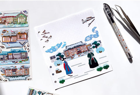 Winter Hanok Seal Sticker [2types] | Deco Sticker | Korean-style House