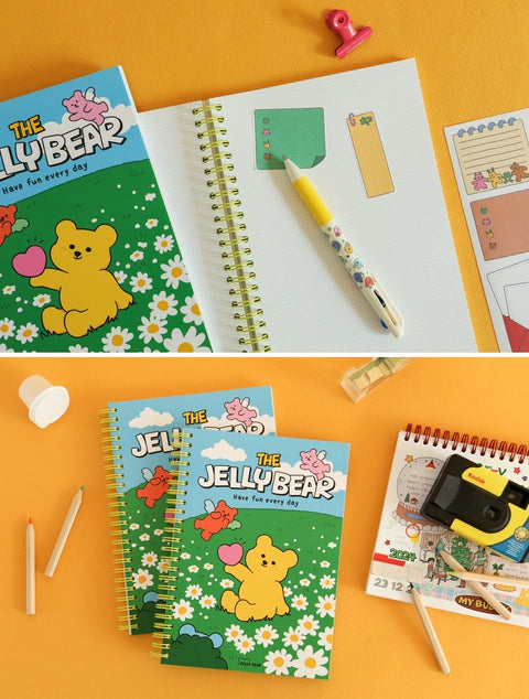 Twin Ring Grid Notebook - 05 Jelly Bear