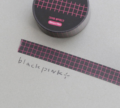 Crayon Check Black Pink Masking Tape