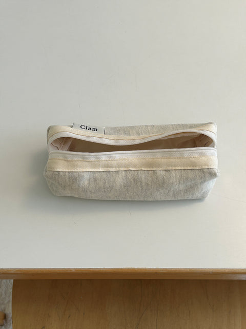 Clam Round Pencil Case [Oatmeal Gray] | Pen Pouch