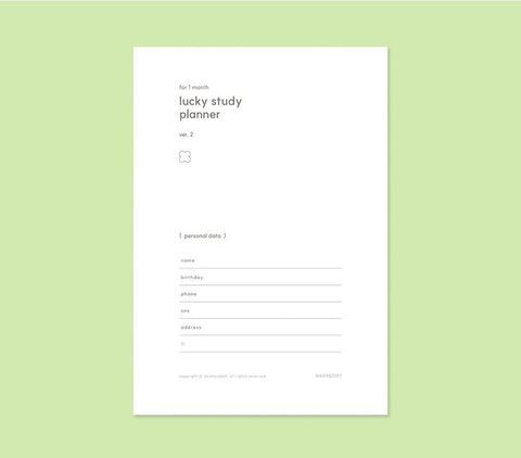 Lucky Study Planner for 1 month ver.2 [4types]