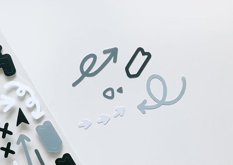 Deco Seal Sticker [Gray Curved Arrow]