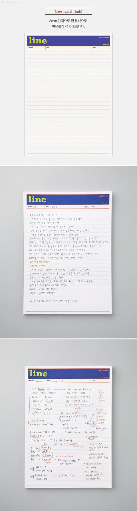 LIFE&PIECES B5 Memo Pad [5types] | Study Notepad | Grid, Half, Layout