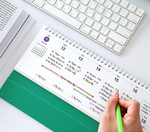 2026 PRISM Horizontal Weekly Desk Scheduler | Desk Calendar