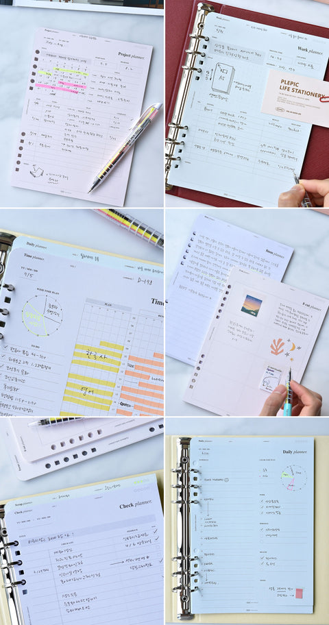 A5 Up-Down Index Planner Inserts [24types] | 6 Holes Inserts