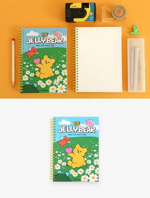 Twin Ring Grid Notebook - 05 Jelly Bear