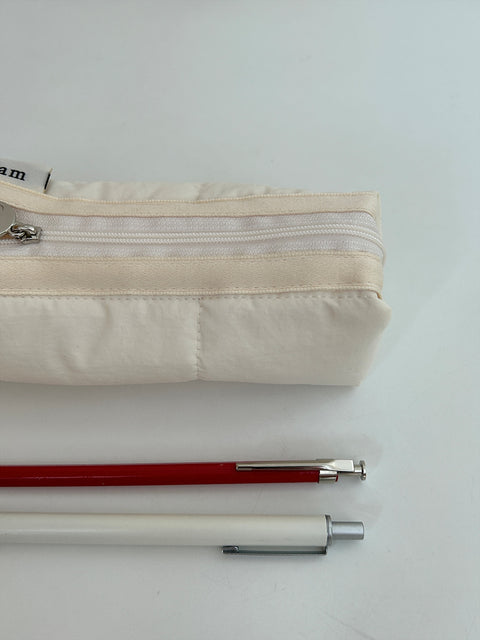 Clam Round Pencil Case [Quilting Cream] | Pen Pouch