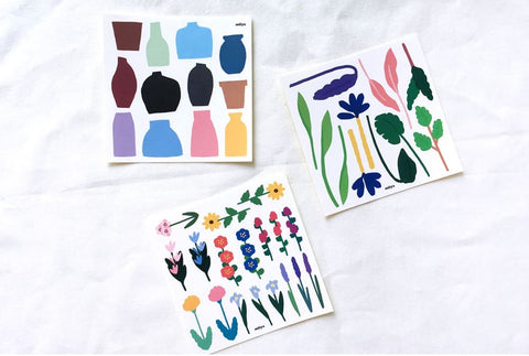 Flowering Plant Sticker Set | un cut lines stickers | 15sheets