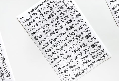 Uncut Sticker [Chubby Handwriting Boarderline Day and Month] | Deco Sticker
