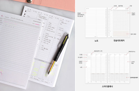 A5 Month Fit Planner Inserts Refill [3types] | 6 Holes Inserts