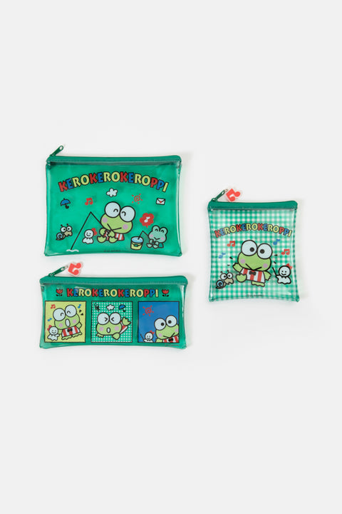 Sanrio PVC Clear Pouch 3PCS Set [ Kuromi | Kerokerokeroppi ]
