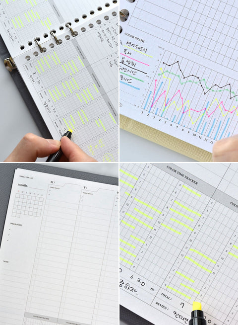 A5 Month Fit Planner Inserts Refill [3types] | 6 Holes Inserts